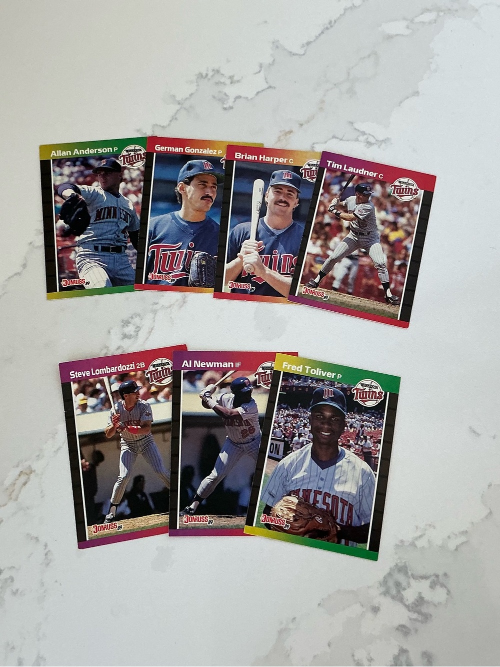 Baseball Trading Cards Minnesota Twins Donruss 89. Lot of 7